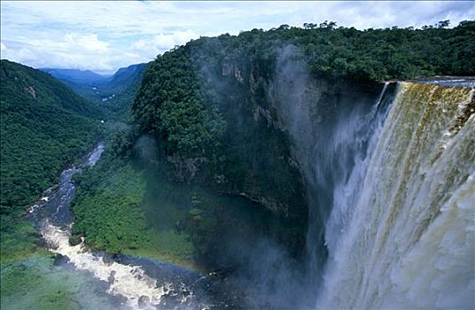 瀑布,河,圭亚那,南美