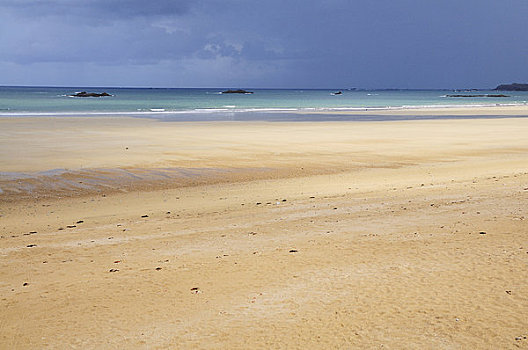 海滩,伊勒-维莱讷省,布列塔尼半岛,法国