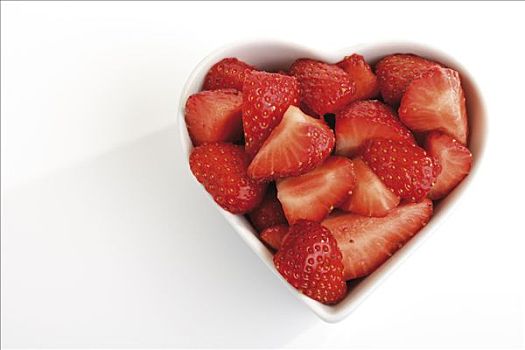 心形,碗,草莓