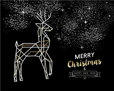 圣诞快乐,新年,鹿,金色,轮廓