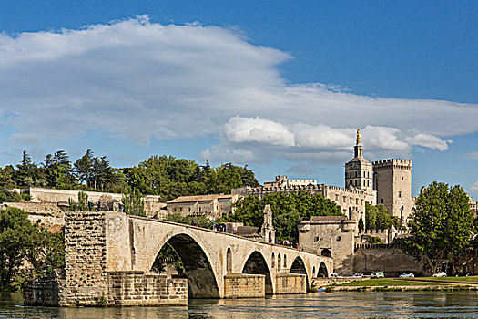 历史,桥,阿维尼翁,教皇宫,背景,沃克吕兹省,法国,欧洲
