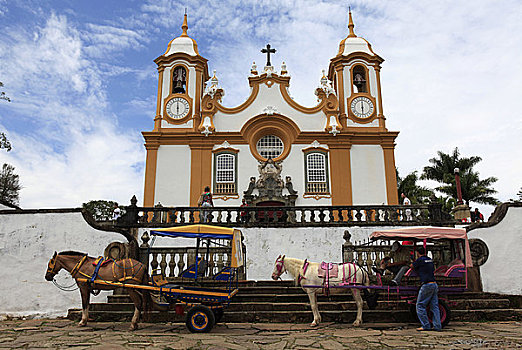 马车,正面,教堂,米纳斯吉拉斯州,巴西