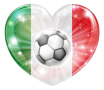 意大利,旗帜,足球,心形