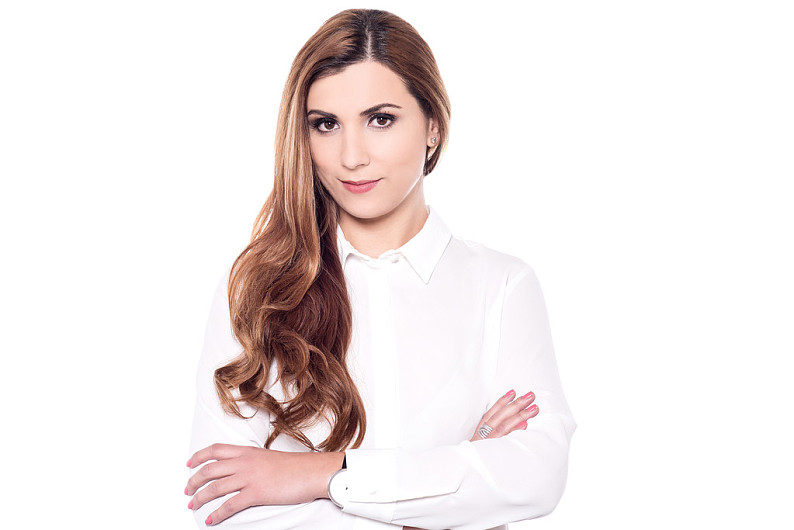 魅力,女人,抱臂,姿势,看镜头_高清图片_全景视觉