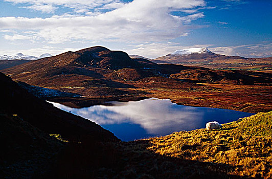 看,湖,山,多纳格,爱尔兰