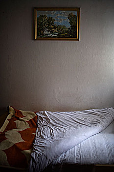 老,床,毯子,白色,床单,折叠,背影,风景,早,早晨,杜布罗夫尼克,克罗地亚,冬天,2008年