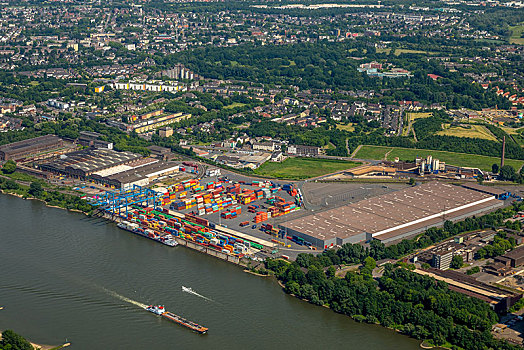 航拍,港口,杜伊斯堡,后勤,位置,莱茵河,靠近,集装箱码头,鲁尔区,北莱茵威斯特伐利亚,德国,欧洲