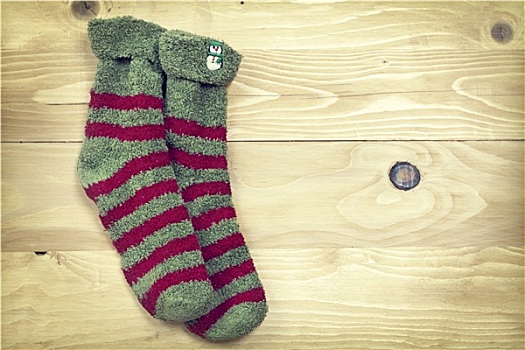 圣诞节,袜子,乡村,木质背景