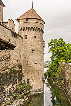 城堡,靠近,蒙特勒,日内瓦湖,沃州,瑞士
