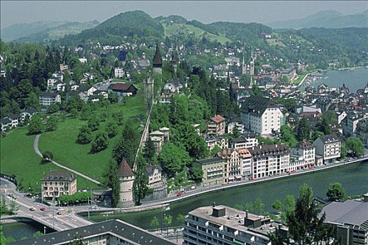 航拍,城市,瑞士