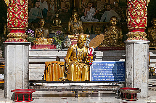 著名,僧侣,雕塑,素贴,庙宇,清迈,泰国