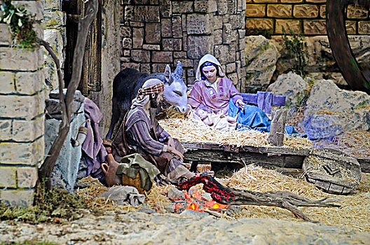 耶稣,稳定,圣诞,场景,白色海岸,阿利坎特省,西班牙,欧洲