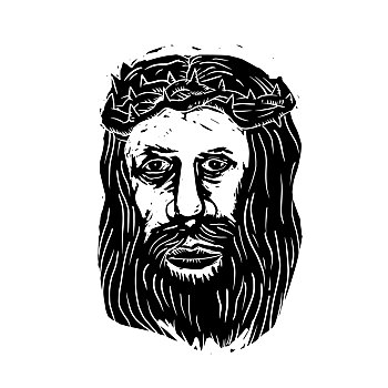耶稣,头部,刺,木刻
