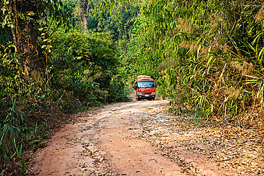 老挝,旅游,驾驶,向上,土路
