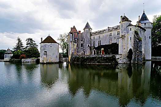护城河,城堡,住宅,作家,佩里戈尔,法国,欧洲