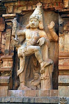 魔鬼,雕塑,印度教,庙宇,坦贾武尔,泰米尔纳德邦,印度