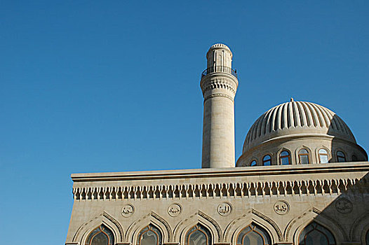 清真寺,一个,尖塔,巴库,阿塞拜疆