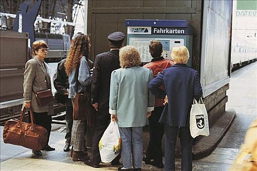 车票,机器,服务,人,买,枢纽站,德国,欧洲
