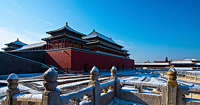 北京故宫午门雪景