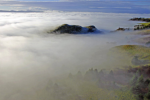 苏格兰,薄雾,遮盖,山,湾流