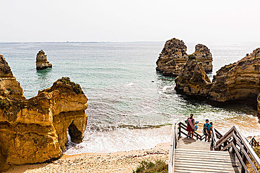 人,楼梯,海滩,岩石构造,拉各斯,阿尔加维,葡萄牙