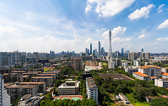 鸟瞰广州城市全景