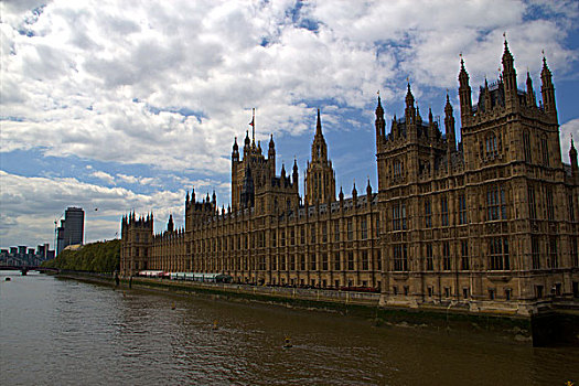 具有现代气息的英国伦敦泰晤士河英国国会会议厅