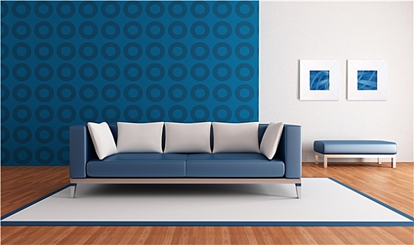 现代,蓝色,休闲沙发