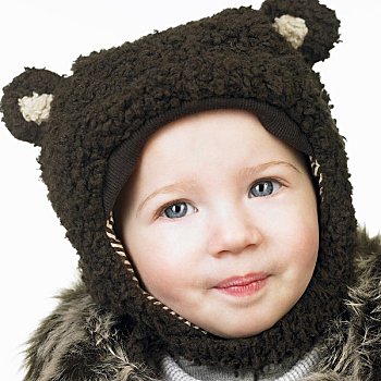女婴,熊,帽子
