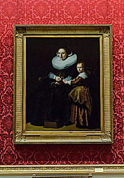 华莱士收藏馆伦勃朗,让·派里科恩的妻子苏珊娜·科伦和她的女儿安娜