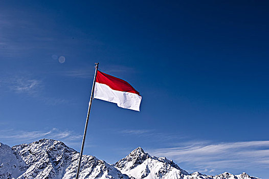 山,顶端,阿尔卑斯山,旗帜,奥地利