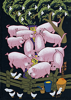 农民画－猪满圈