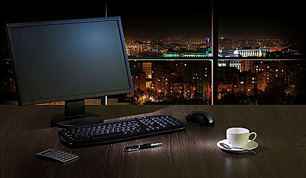 工作场所,办公室,夜晚,城市风光,窗户