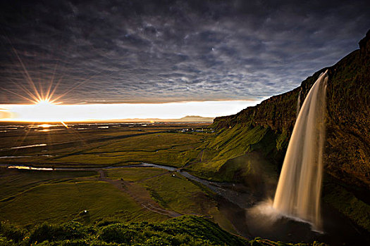 塞里雅兰瀑布,瀑布,环路,冰岛南部,冰岛,欧洲