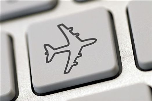 电脑键盘,飞机,象征,互联网,旅行