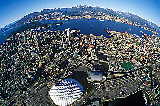 俯视,市区,温哥华,地点,竞技场,不列颠哥伦比亚省,加拿大