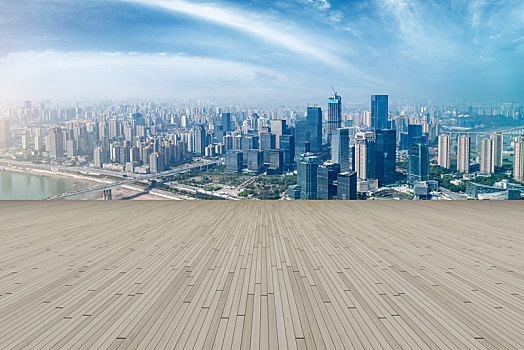 路面天际线和重庆现代建筑背景图