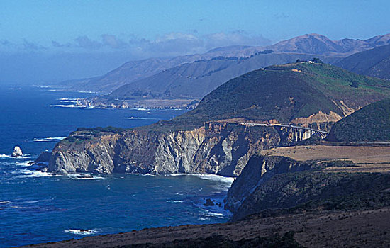 海岸,大,1号公路,桥,海洋,海岸线,加利福尼亚,北美,美国