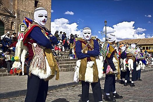 人群,穿,传统服装,节日,秘鲁
