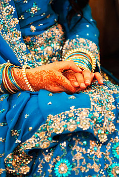 特写,巴基斯坦人,新娘,散沫花染料