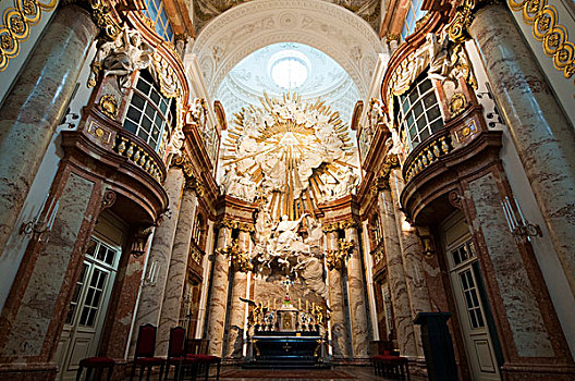 卡尔教堂,教堂,室内,维也纳,奥地利,欧洲