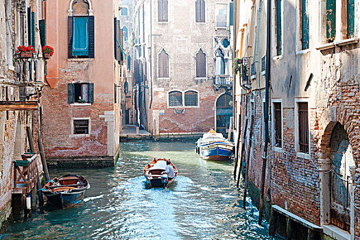 欧洲,意大利,威尼托,威尼斯,一瞥,运河,建筑,老城
