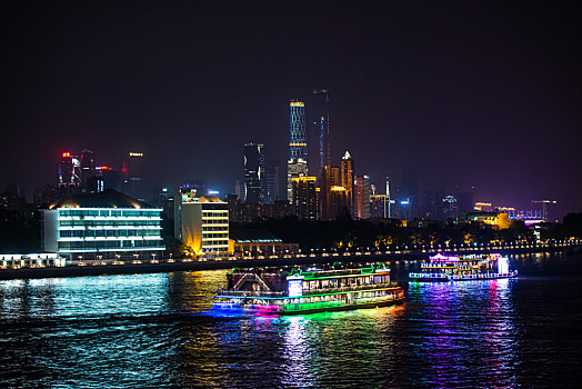 廣州,中央商務區,建築,珍珠,河,夜景