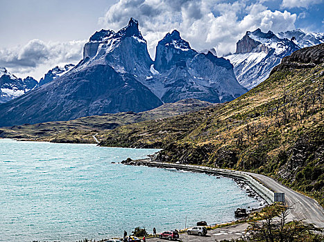 裴赫湖,背景,国家公园,巴塔哥尼亚,智利