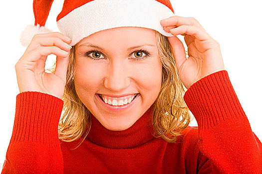 圣诞快乐,女人,红色,帽子,毛衣