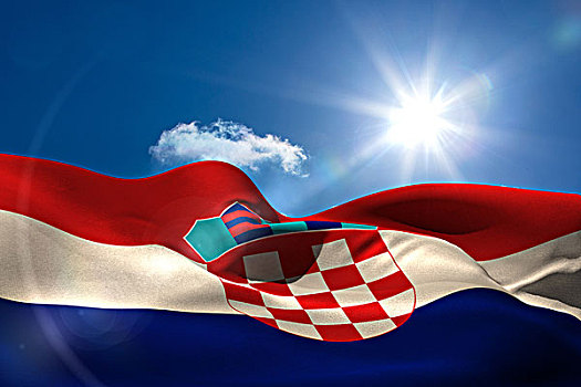 克罗地亚,国旗,晴朗,天空