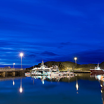 港口,黄昏,斯奈山半岛,冰岛