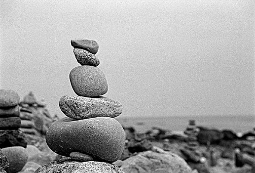 石头,海滩,平衡
