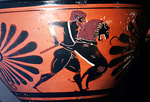 希腊人,争斗,狮子,6世纪,世纪