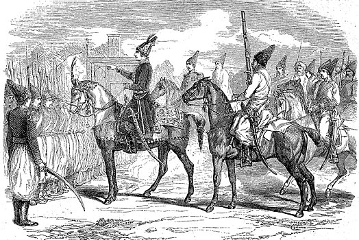战争,沙阿,1896年,国王,波斯,木刻,伊朗,亚洲